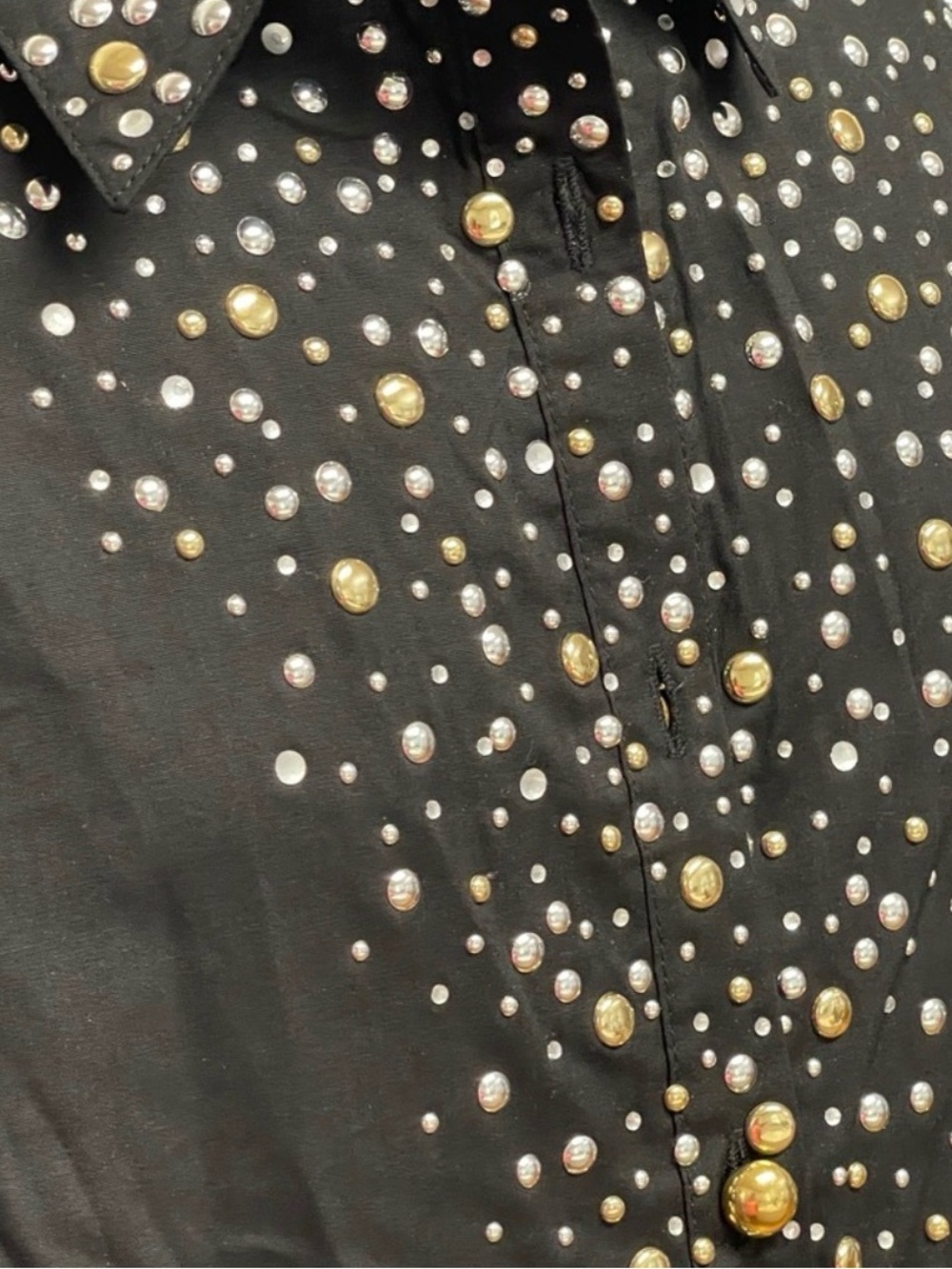 Joan Rivers XL Black Embellished Studded Blouse Glam Statement Top NWT - Picture 5 of 5